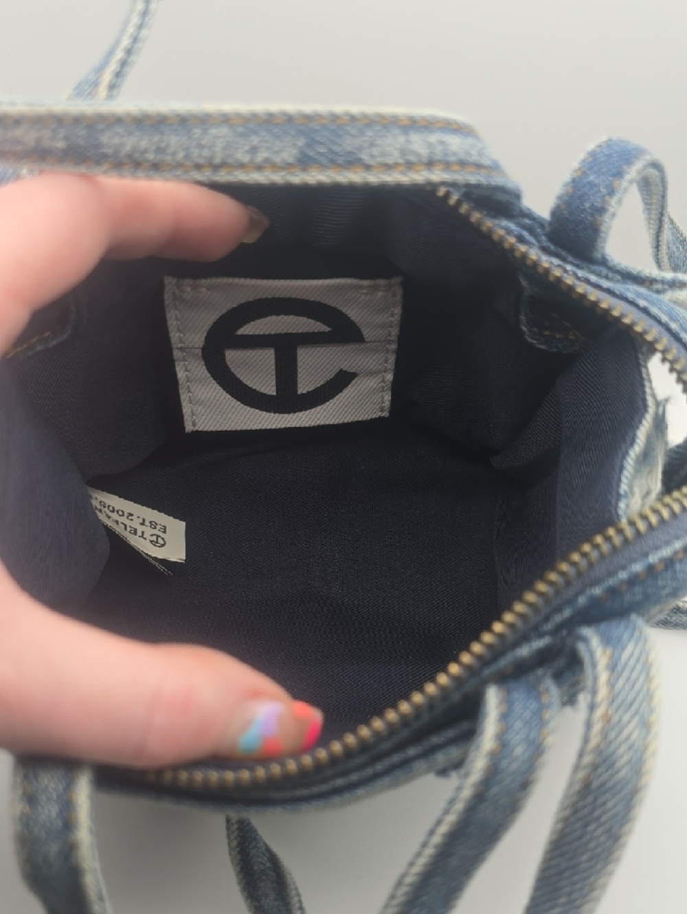 Telfar Small Shoppers Tote Distressed Light Wash Denim Crossbody Bag (EUC)🤍💙🤍 - Picture 9 of 11